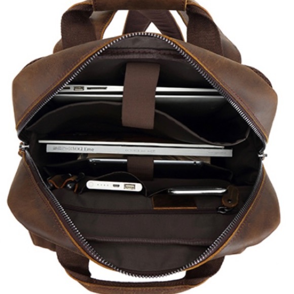 BRAND NEW GENUINE LEATHER COWHIDE BROWN BACKPACK  NWT - Picture 14 of 14
